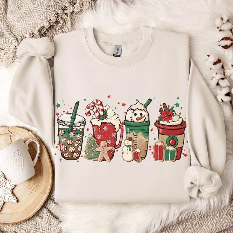 Toperth Christmas Snowman Coffee Lover Gift Worker Sweatshirt &ndash; Toperth