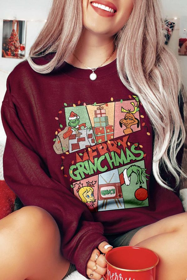 Toperth Merry Grinchmas Retro Christmas Sweatshirt