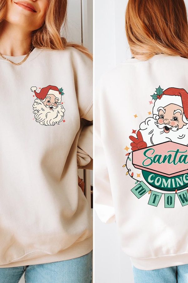 Toperth Santa's Coming To Town Retro Christmas Sweatshirt