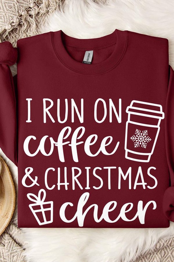 Toperth  I Run on Coffee and Christmas Cheer Sweatshirt