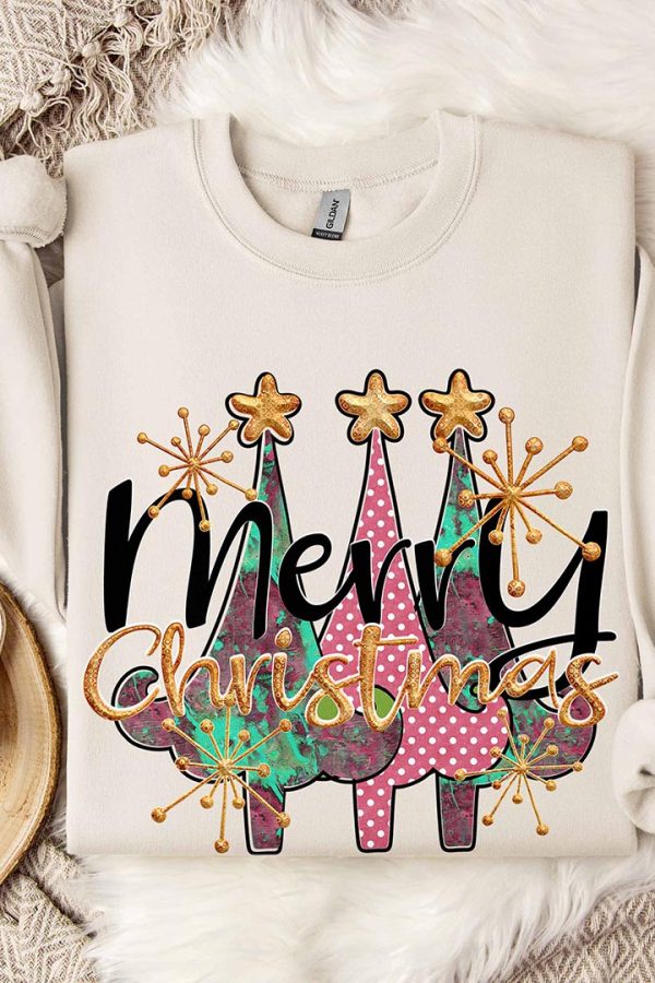 Toperth Merry Christmas Star Tree Sweatshirt