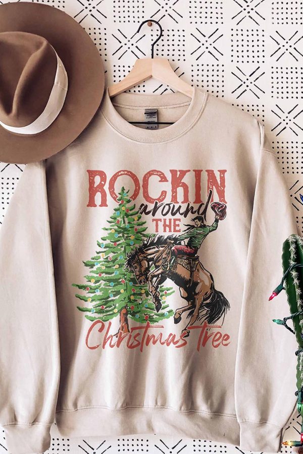 Toperth Rocking Around The Christmas Tree Bronco Cowboy Sweatshirts