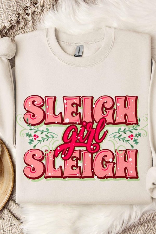 Toperth Retro Christmas Sleigh Girl Sleigh Sweatshirt