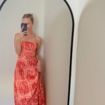 Toperth Red Elegance Palm Leaf Print Maxi Dress photo review