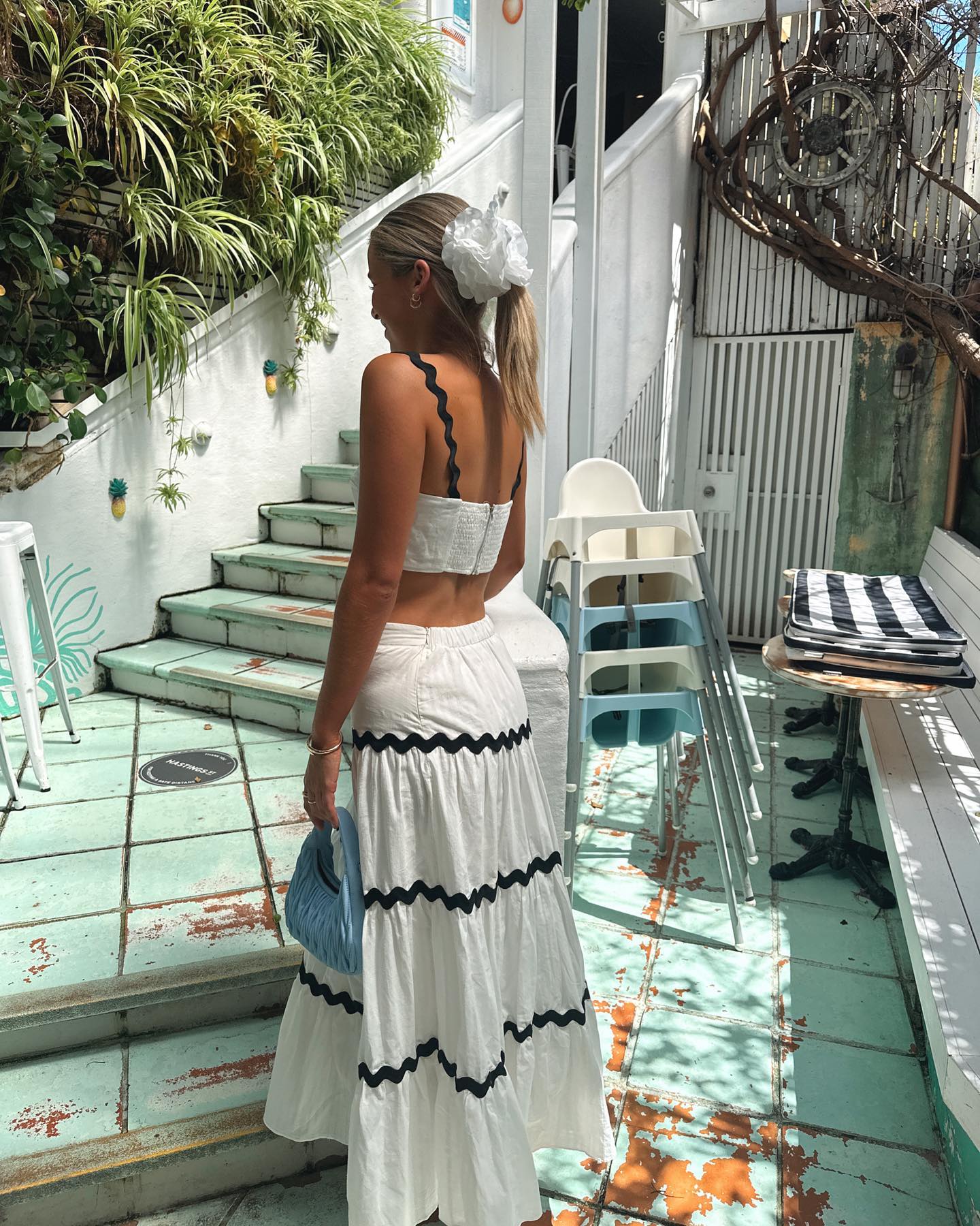 Toperth White Ric Rac Trim Two-Piece Maxi Dress Set photo review