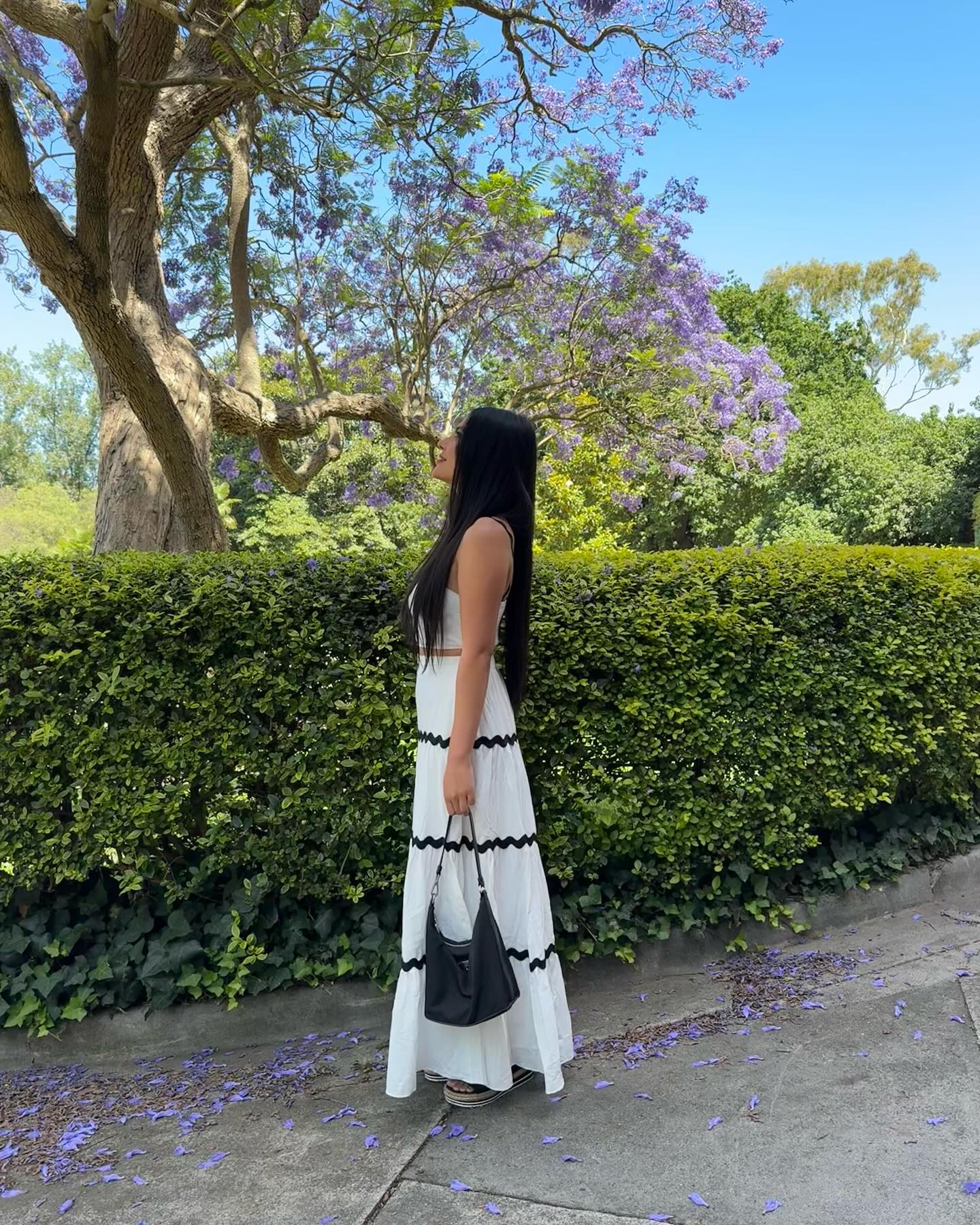 Toperth White Ric Rac Trim Two-Piece Maxi Dress Set photo review