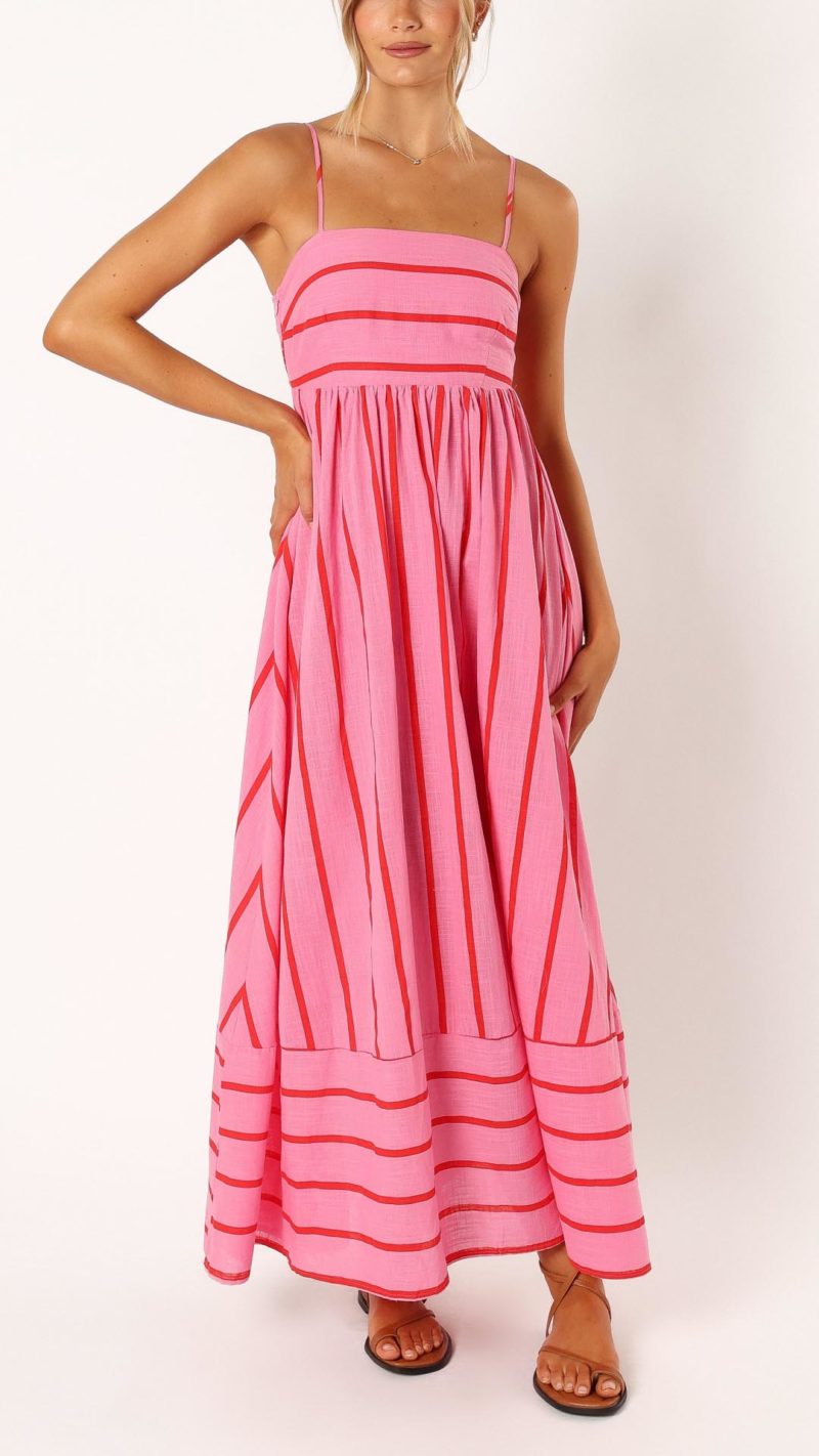 Toperth Elegant Pink Adjustable Maxi Dress &ndash; Toperth