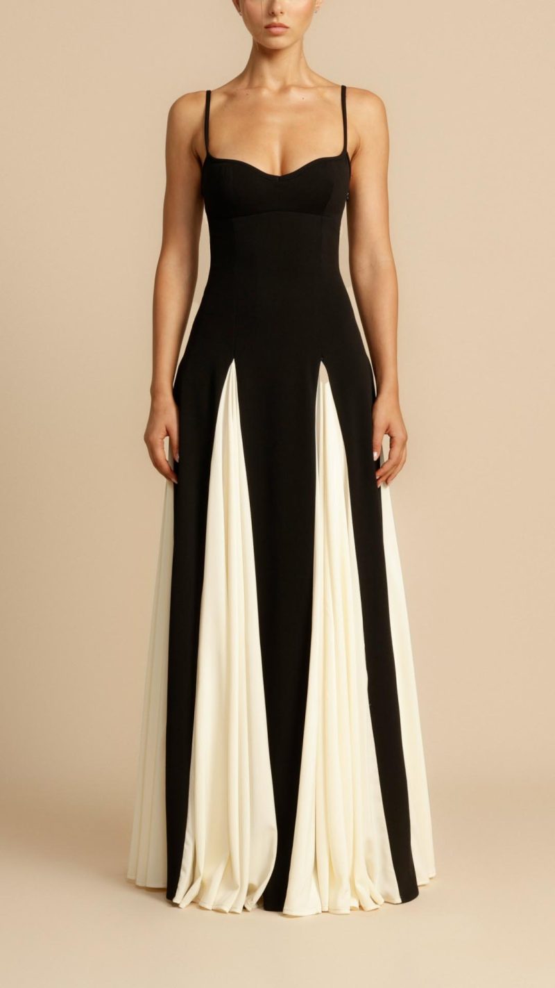 Toperth Black and White Panel Maxi Dress &ndash; Toperth