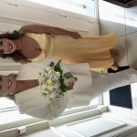 Toperth Yellow Satin Pleated V-Neck Maxi Dress photo review