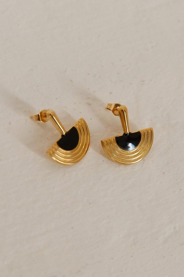 Toperth 18K Gold Lunar Drop Earrings