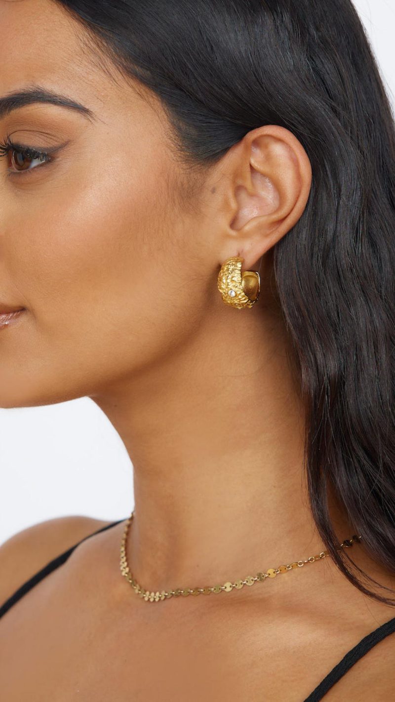Toperth Textured 18k Gold Plated Hoop Earrings &ndash; Toperth