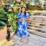Toperth Blue Floral V-Neck Twist Accent Midi Dress photo review