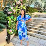 Toperth Blue Floral V-Neck Twist Accent Midi Dress photo review