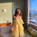 Toperth Yellow Strapless Tiered Ruffle Mini Dress photo review