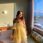 Toperth Yellow Strapless Tiered Ruffle Mini Dress photo review