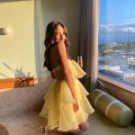 Toperth Yellow Strapless Tiered Ruffle Mini Dress photo review