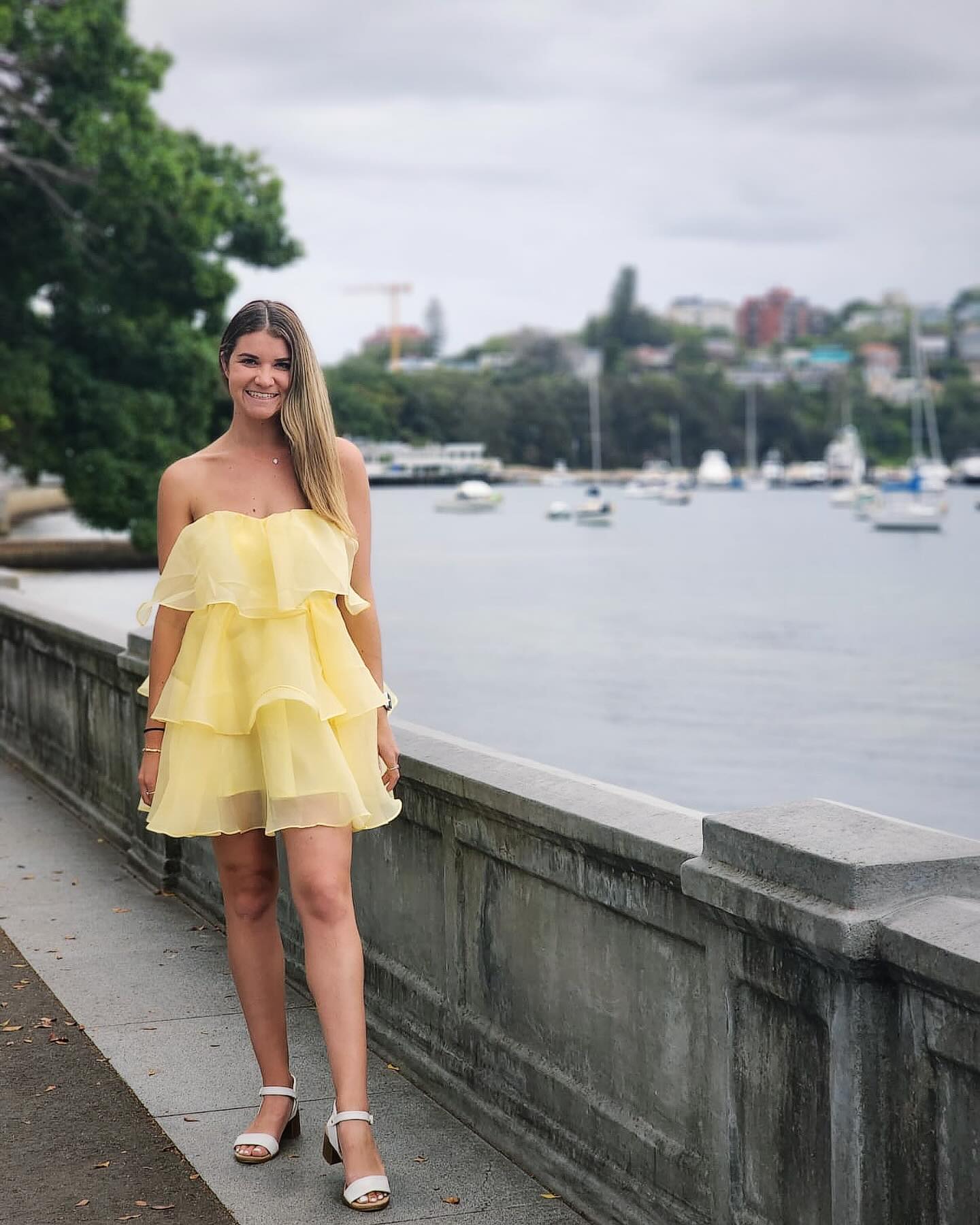 Click to view full screen Toperth Yellow Strapless Tiered Ruffle Mini Dress photo review