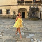 Toperth Yellow Strapless Tiered Ruffle Mini Dress photo review