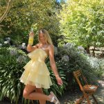 Toperth Yellow Strapless Tiered Ruffle Mini Dress photo review