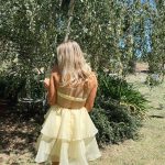 Toperth Yellow Strapless Tiered Ruffle Mini Dress photo review
