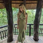 Toperth Olive Satin Halter Maxi Dress photo review