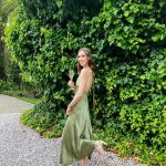 Toperth Olive Satin Halter Maxi Dress photo review