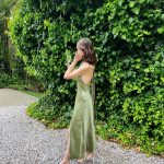 Toperth Olive Satin Halter Maxi Dress photo review