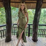 Toperth Olive Satin Halter Maxi Dress photo review