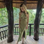 Toperth Olive Satin Halter Maxi Dress photo review