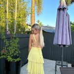 Toperth Yellow Ruffle Tie Back Maxi Dress photo review