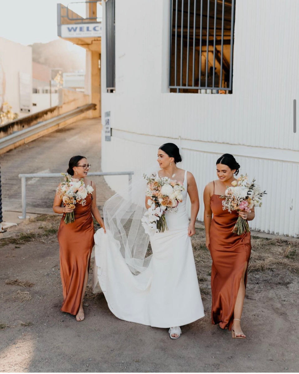 Toperth Copper Square Neckline Satin Pleated Maxi Dress photo review