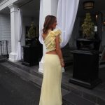 Toperth Yellow One-Shoulder Ruffle Maxi Dress Set photo review