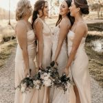 Toperth Champagne Square Neckline Satin Pleated Maxi Dress photo review