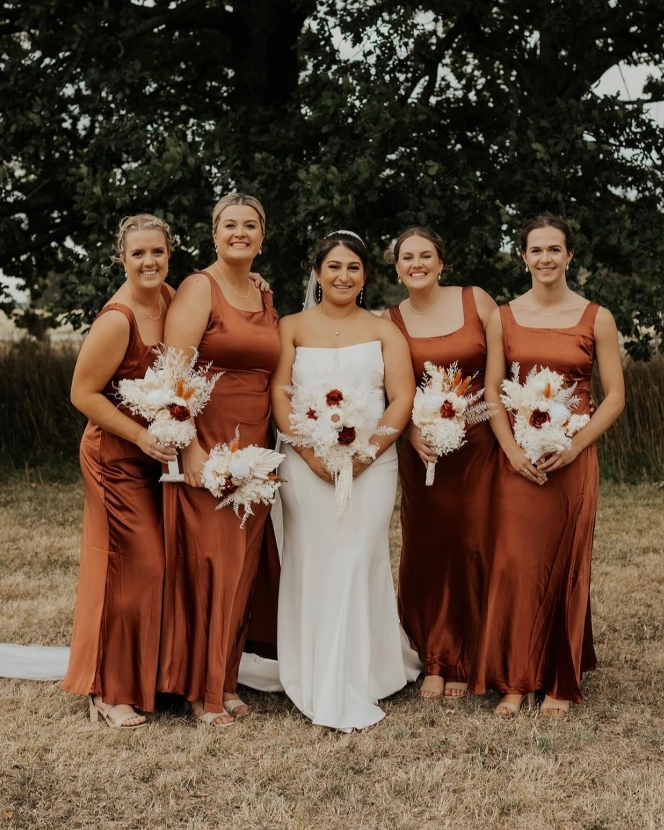 Toperth Rust Satin Side Gathered Maxi Dress photo review