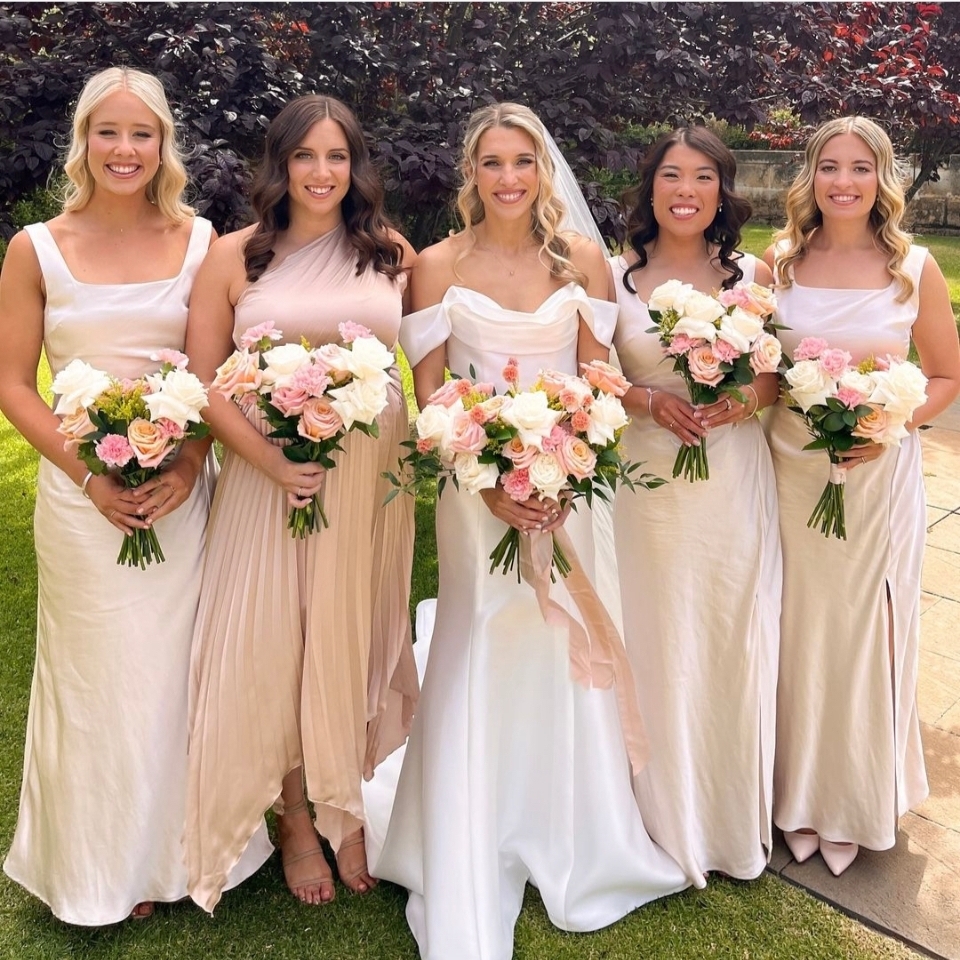 Toperth Champagne Satin Side Gathered Maxi Dress photo review