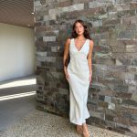 Toperth White Natural V-Neck Tie Back Maxi Dress photo review