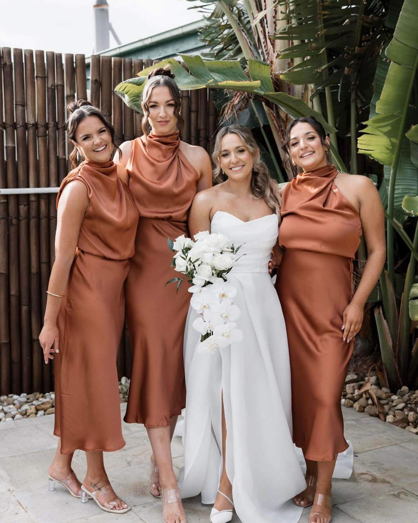 Click to view full screen Toperth Copper High Neck Draped Maxi Dress photo review