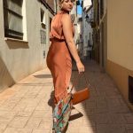 Toperth Copper High Neck Draped Maxi Dress photo review