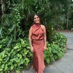 Toperth Copper High Neck Draped Maxi Dress photo review