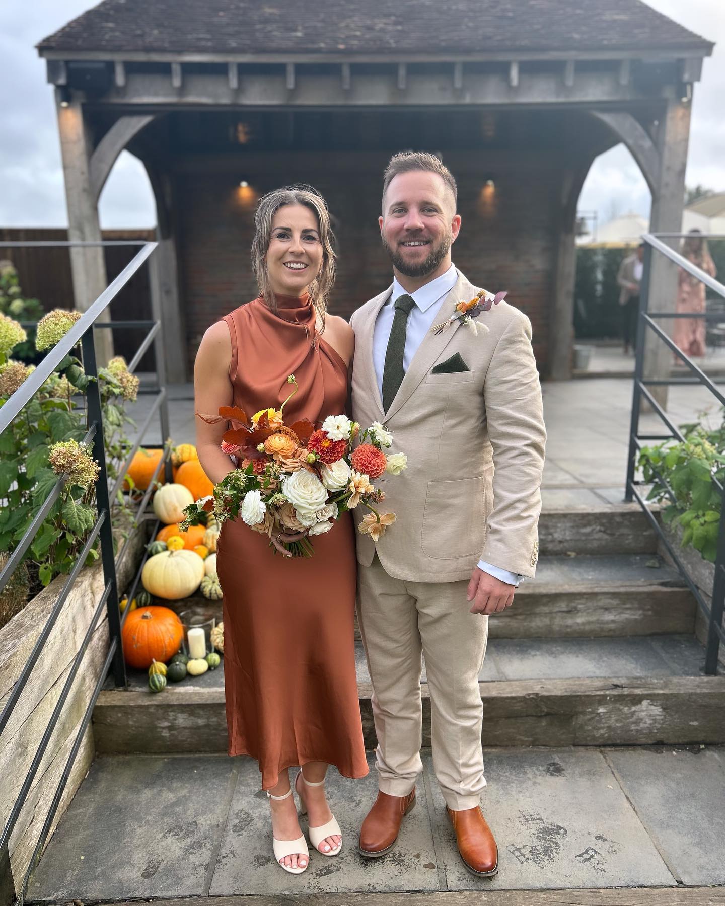 Click to view full screen Toperth Copper High Neck Draped Maxi Dress photo review