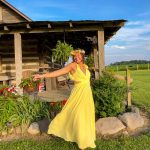 Toperth Yellow Ruffle Strap V-Neck Maxi Dress photo review
