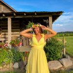 Toperth Yellow Ruffle Strap V-Neck Maxi Dress photo review