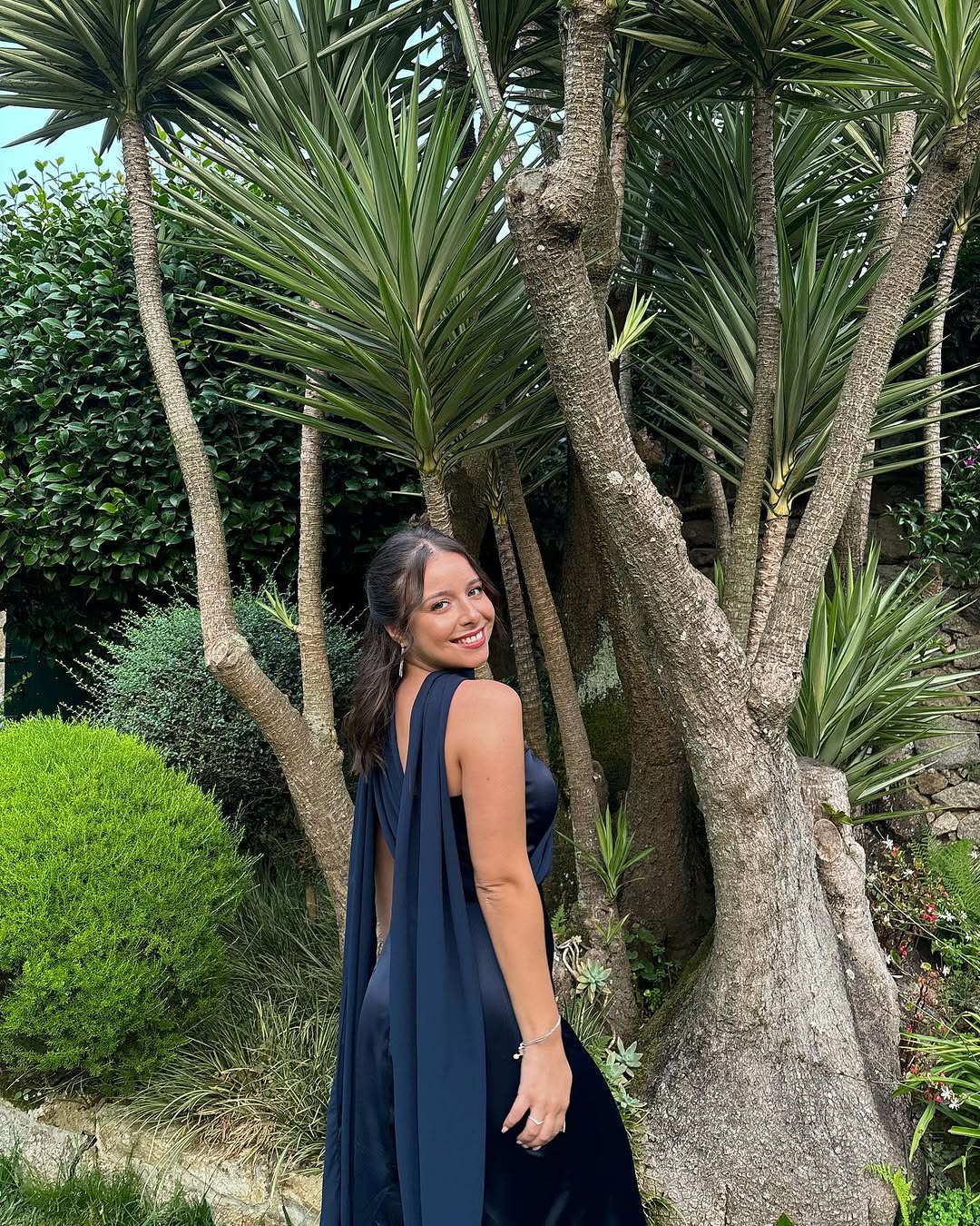 Click to view full screen Toperth Navy Convertible Tulle Shawl Maxi Dress photo review