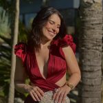 Toperth Wine Ruffle Shoulder V-Neck Pleated Maxi Dress photo review