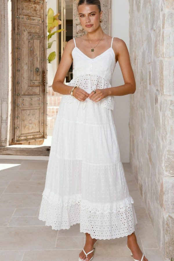 Toperth White Broderie Anglaise Tiered Co-ord Set