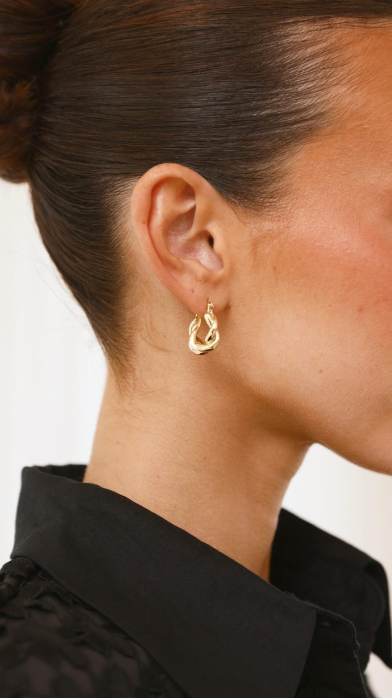 Toperth Gold Sculpted Twist Hoop Earrings &ndash; Toperth