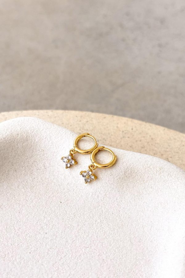 Toperth Gold Floral Drop Huggie Earrings