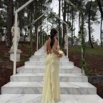 Toperth Yellow Cascading Ruffle Open Back Maxi Dress photo review