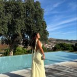 Toperth Yellow Cascading Ruffle Open Back Maxi Dress photo review