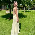 Toperth Yellow Cascading Ruffle Open Back Maxi Dress photo review